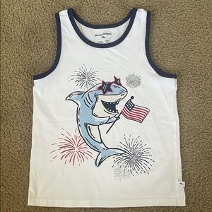 Tommy Bahama White and Blue Patriotic Shark Tank Top